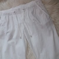 Летен снежнобял панталон с широк крачол и широк ластик в талията ХЛ размер , снимка 3 - Панталони - 37443061