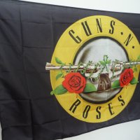 Guns N' Roses знаме флаг Гънс енд Роузес Хард рок Аксел Слаш, снимка 2 - Други - 43356292
