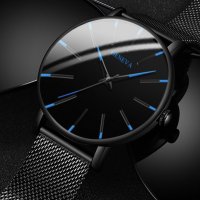 Мъжки часовник стилен черна метална каишка Модерен нов модел 2024, снимка 3 - Мъжки - 28576397