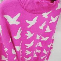 Цикламена туника плетиво 🌸, снимка 4 - Блузи с дълъг ръкав и пуловери - 37712897
