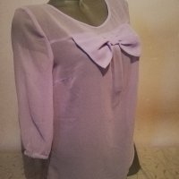 Елегантна лилава полупрозрачна блуза р-р Л, снимка 4 - Корсети, бюстиета, топове - 36804675