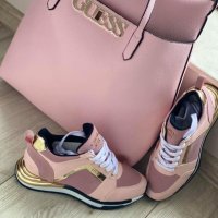 Дамска чанта и спортни обувки Guess розови, снимка 1 - Дамски ежедневни обувки - 29049265