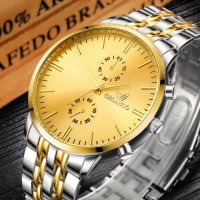 ✨Мъжки ръчен кварцов часовник ORLANDO с метална каишка - в златно и черно, снимка 3 - Мъжки - 39235302