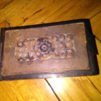 Метална кутия ръчно правена 1974 с кожена облицовка естествена кожа уникат-380грама, снимка 1 - Колекции - 26447291