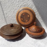 3 стари кутии дървени кръгли, кръгла кутия, снимка 1 - Антикварни и старинни предмети - 43448973