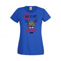 Дамска тениска Свети Валентин My Cat Is My Valentine 3, снимка 1 - Тениски - 35648357