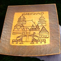 Медна чиния,пано Greifswald. , снимка 1 - Антикварни и старинни предмети - 33076656