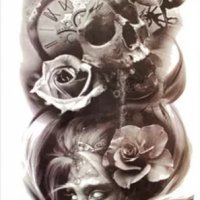 Ръкав Бухал череп рози жена вълк временна татуировка татос татус Tattoo, снимка 1 - Други - 37954979