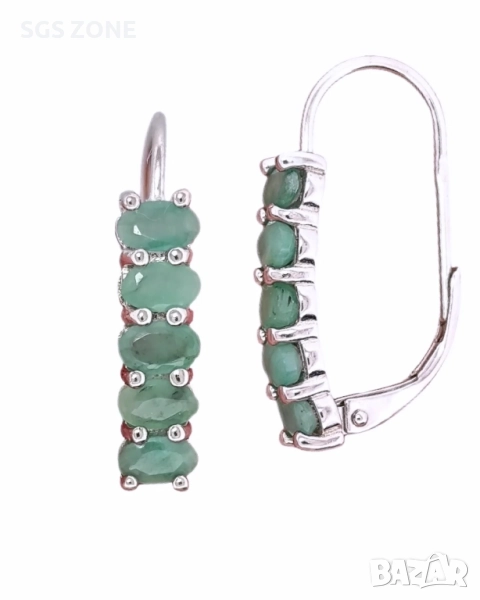 сребърни обеци с изумруди, рубини и сапфири, снимка 1