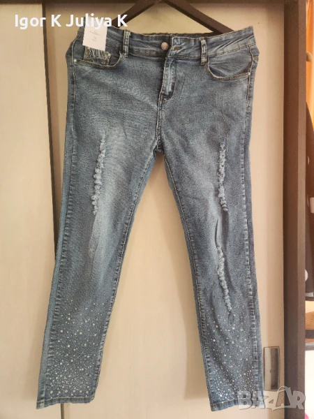 Дънки с кристали нови, снимка 1