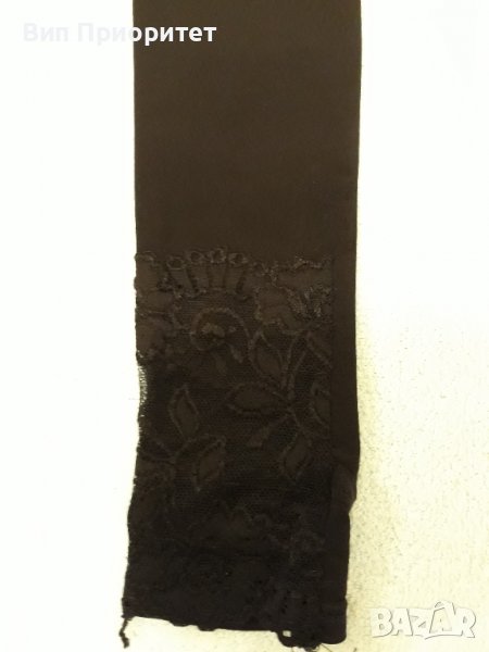 Черен клин еластичен, дълъг с коприна в долната част, прокарва се  под ходилото, снимка 1