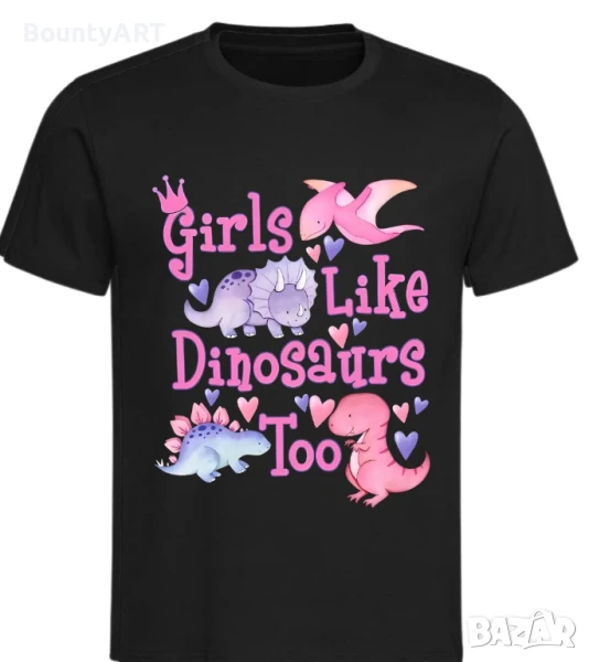Момичешка тениска Обичам динозаври, снимка 1