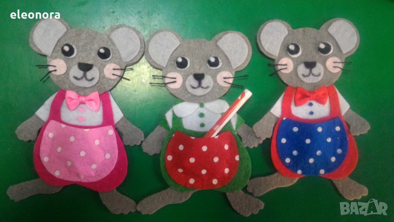 Ръчно изработени мишки /плъхове от филц-12 см., снимка 1