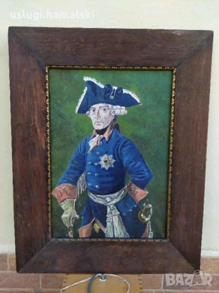 Стара картина платно/масло Фридрих Велики, снимка 1