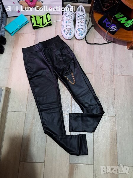 Дамски кожен клин с синджир и висока талия, снимка 1