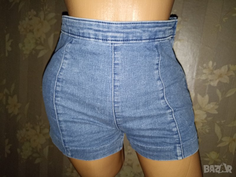 Н&М -S-Къси дънкови панталонки с висока талия и еластичност , снимка 1