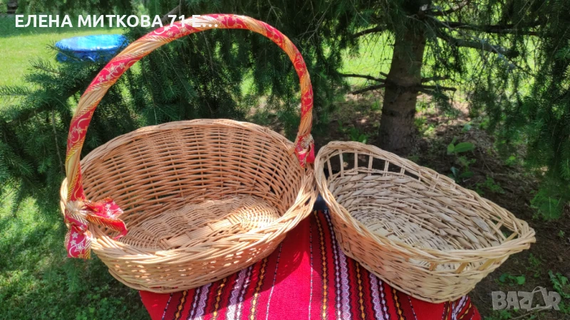 Кошница и панер плетени от ратан, снимка 1