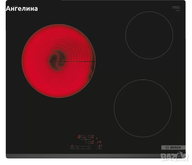Готварски плот, Bosch PKM631BB2E SER4, Electric cooktop, 60 cm, 3 zones (23cm), black, surface mount, снимка 1