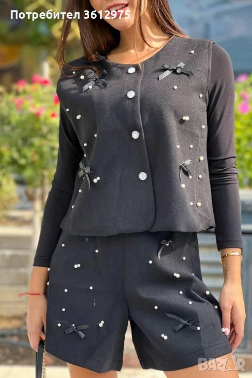 Дамски спортен комплект с перли, снимка 1