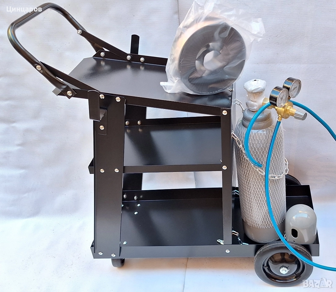 Комплект за телоподаващ-количка, бутилка, редуцир, маркуч, тел , снимка 1