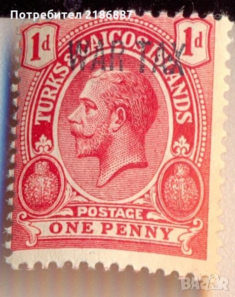 Острови Търкс и Кайкос 1 пени 1917 година, снимка 1