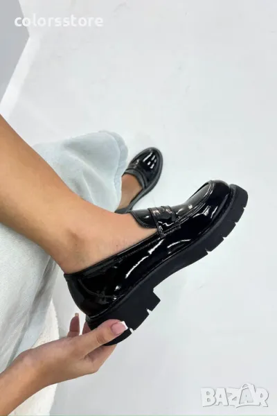 Равни обувки - черен лак - NPL25, снимка 1