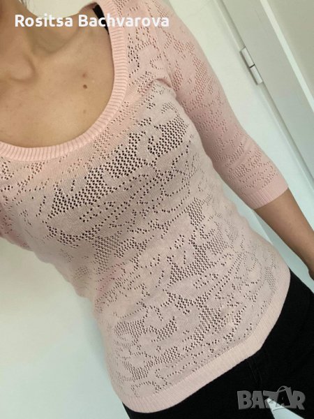 Розова блузка с 3/4 ръкав Stradivarius, S размер, снимка 1