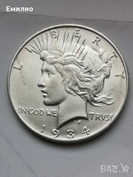 Rare ONE PEACE DOLLAR 1934-D UNC , снимка 1