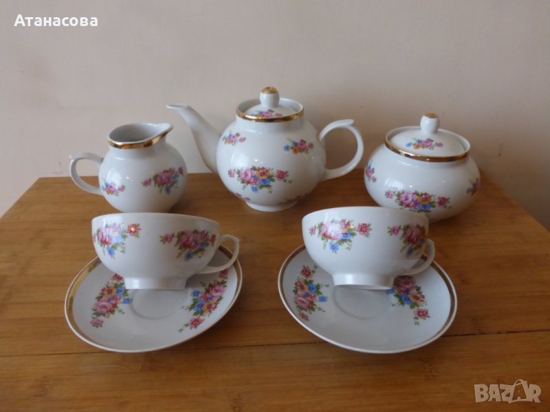 Руски порцеланов сервиз за кафе/чай за двама Дулево 1990 г, снимка 1