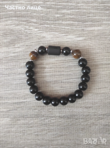 Стилна гривна от оникс и тигрово око , снимка 1