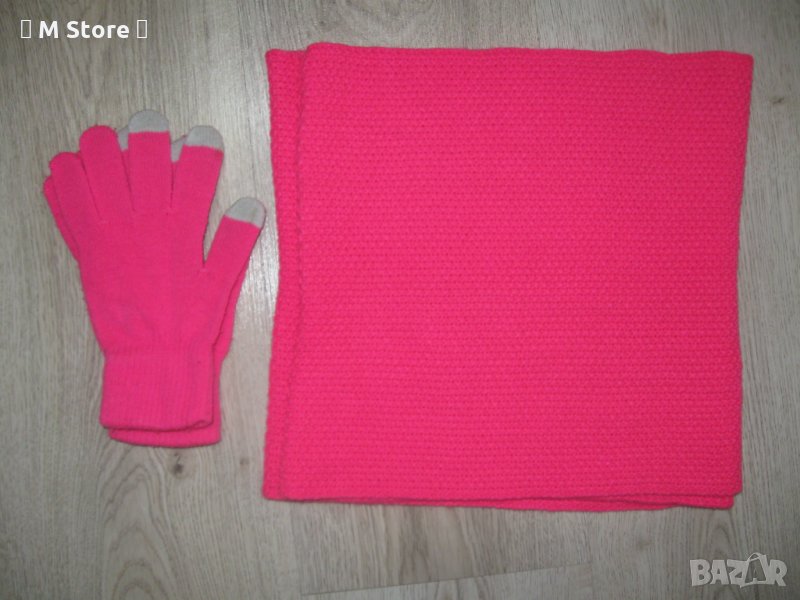 Шал и ръкавици циклама 100% памук, снимка 1