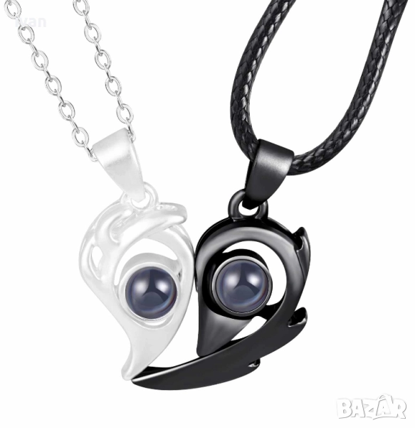 2 колиета, с кожена и стоманена верижка, снимка 1