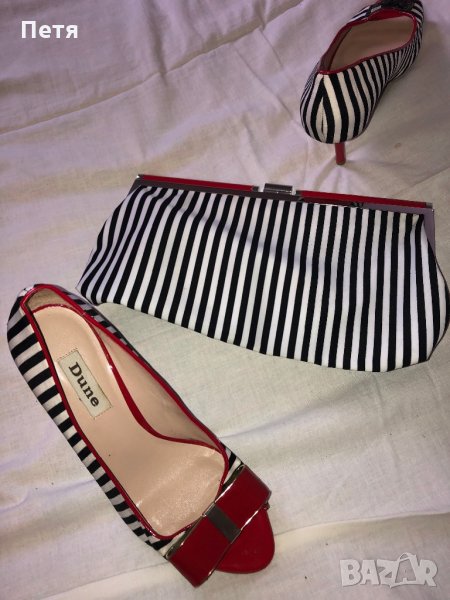 Dune Дамски обувки и чанта на райе, снимка 1