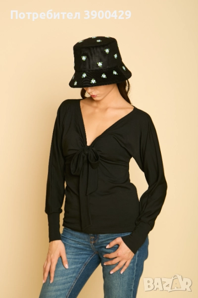 Дамска Блуза Paola - Черна, снимка 1