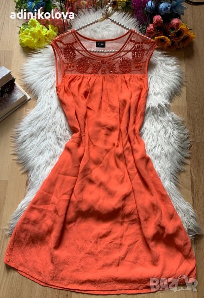 Оранжева рокля VILA, снимка 1