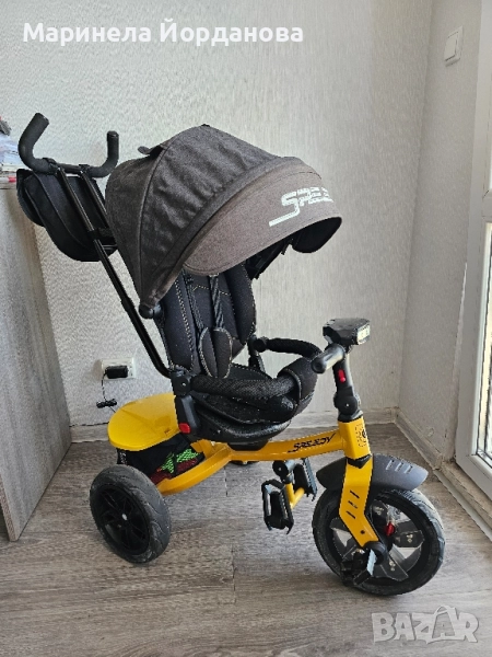 Триколка Lorelli - Speedy, Yellow & Black + дъждобран, снимка 1