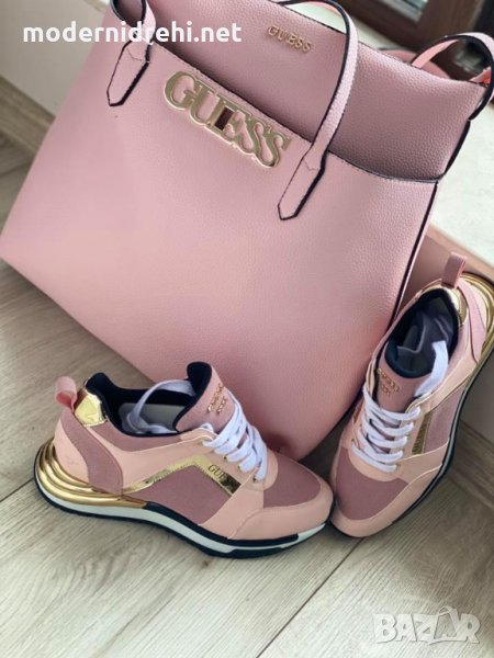 Дамска чанта и спортни обувки Guess розови, снимка 1