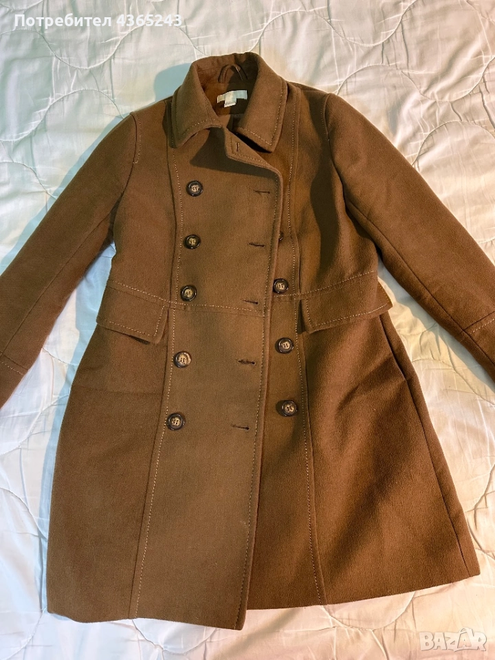 Дамско зимно кафяво официално палто размер 38/ М, снимка 1