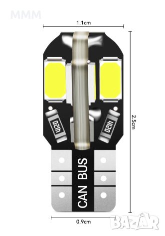 Лед крушки LED T10 CANBUS W5W canbus white,red,amber, снимка 1