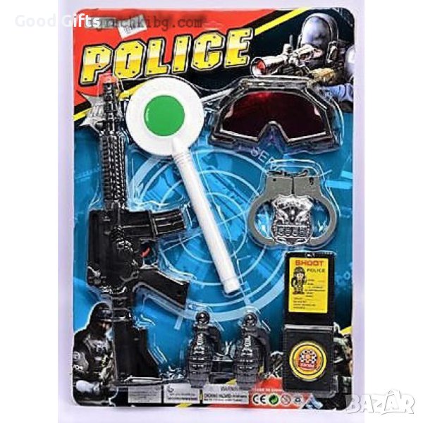 Детски Полицейски комплект с автомат и палка, снимка 1