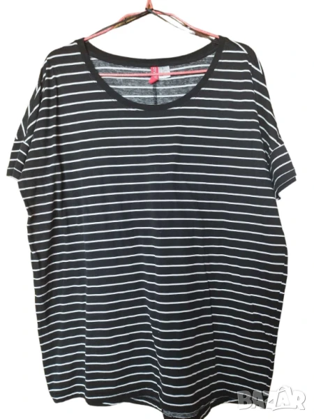 Дамска тениска на райета H&M Divided, 100% памук, Черна, XS, снимка 1