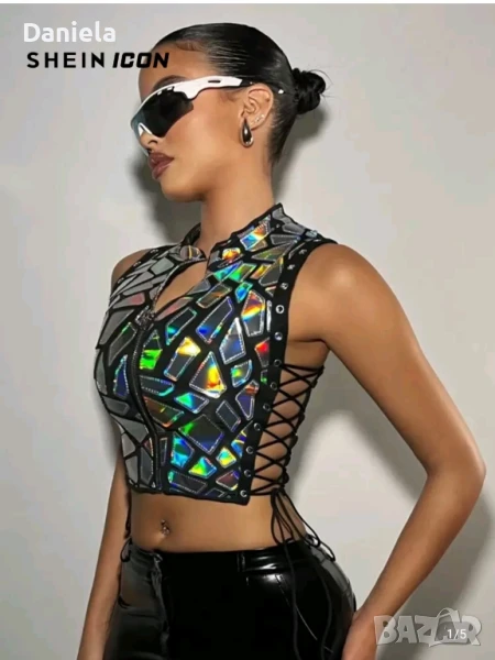 Модерен топ с връзки размер L, снимка 1