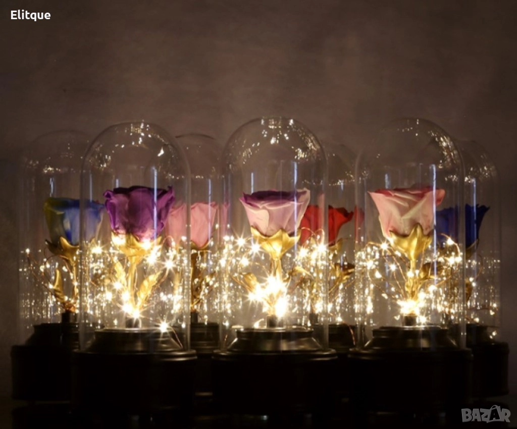 Вълшебна неувяхваща роза в стъкленица с LED светлина , снимка 1