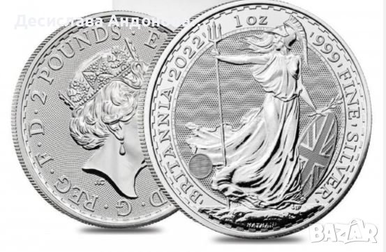 сребърна монета 1 оз 1 oz британия, снимка 1