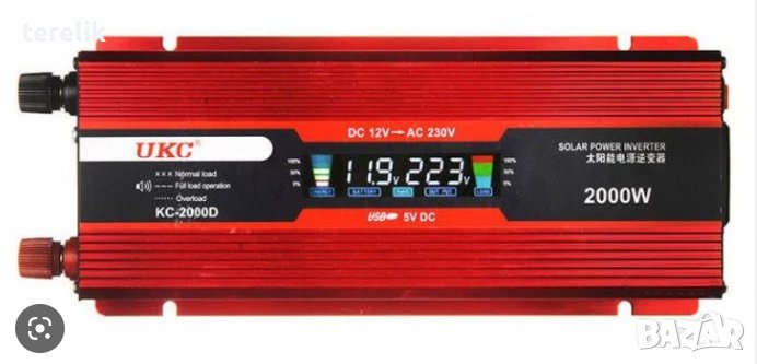 Ново ИНВЕРТОРИ UKC 2000W с дисплей -12V или 24v /220V, Промоция, снимка 1