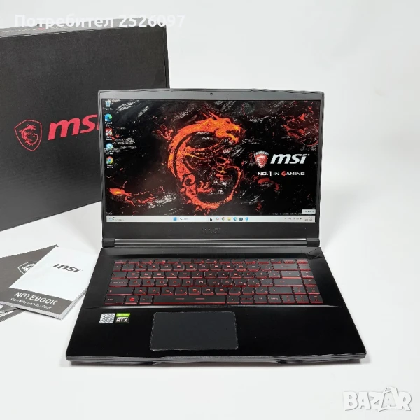 MSI Thin/15,6” 144Hz IPS/RTX 2060 6GB/i5-10300H/16GB RAM/512GB NVMe, снимка 1