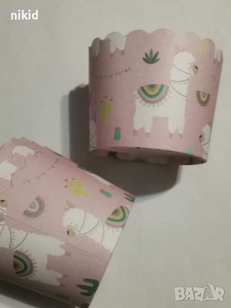 10 бр Лама хартиени кошнички капсули поставки чашки за мъфини кексчета картонени, снимка 1