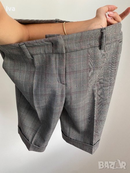 Костюм от сако и къси гащи сиво каре, снимка 1