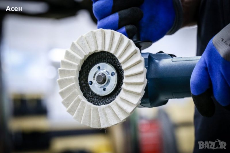 Диск от филц за полиране на метал, ветрилообразен, ламел125x22,2 mm, снимка 1