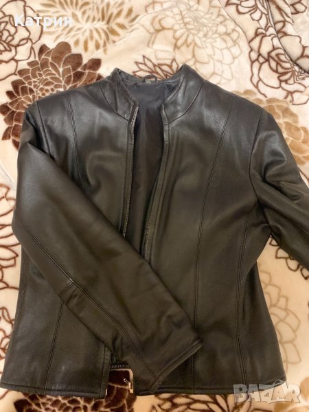 Черно кожено дамско яке, снимка 1